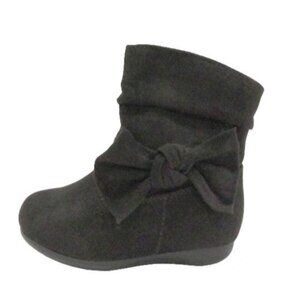 Wonder Nation Infant Black Side Zip Slouch Boots With Bow Detail Size 3